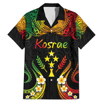 Personalised Kosrae Liberation Day Family Matching Mermaid Dress and Hawaiian Shirt Polynesian Tattoo and Plumeria Reggae Color LT03 Dad's Shirt - Short Sleeve Reggae - Polynesian Pride