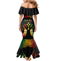 Personalised Kosrae Liberation Day Family Matching Mermaid Dress and Hawaiian Shirt Polynesian Tattoo and Plumeria Reggae Color LT03 - Polynesian Pride