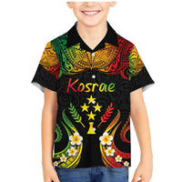 Personalised Kosrae Liberation Day Family Matching Mermaid Dress and Hawaiian Shirt Polynesian Tattoo and Plumeria Reggae Color LT03 Son's Shirt Reggae - Polynesian Pride