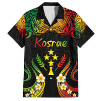 Personalised Kosrae Liberation Day Family Matching Off The Shoulder Long Sleeve Dress and Hawaiian Shirt Polynesian Tattoo and Plumeria Reggae Color LT03 Dad's Shirt - Short Sleeve Reggae - Polynesian Pride