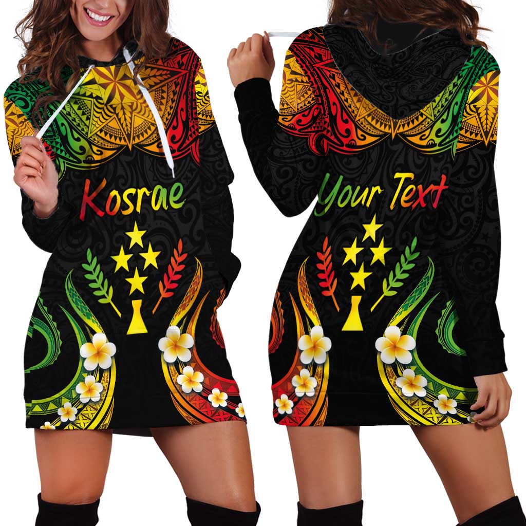 Personalised Kosrae Liberation Day Hoodie Dress Polynesian Tattoo and Plumeria Reggae Color LT03 - Polynesian Pride