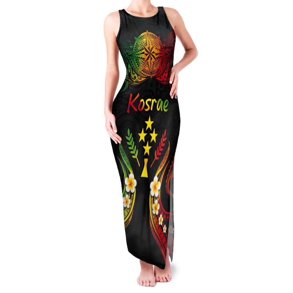 Personalised Kosrae Liberation Day Tank Maxi Dress Polynesian Tattoo and Plumeria Reggae Color LT03 Women Reggae - Polynesian Pride