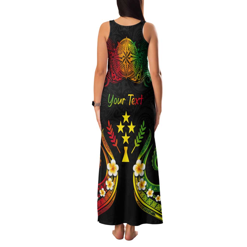 Personalised Kosrae Liberation Day Tank Maxi Dress Polynesian Tattoo and Plumeria Reggae Color LT03 - Polynesian Pride