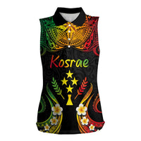 Personalised Kosrae Liberation Day Women Sleeveless Polo Shirt Polynesian Tattoo and Plumeria Reggae Color LT03 Female Reggae - Polynesian Pride