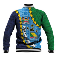 Malampa Fiji Day Baseball Jacket National Symbols with Tapa Tribal and Polynesian Tattoo LT03 - Polynesian Pride