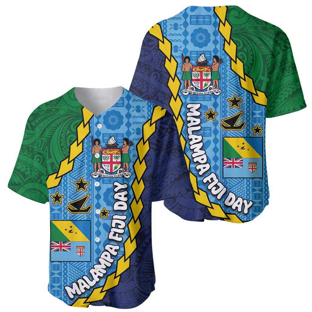 Malampa Fiji Day Baseball Jersey National Symbols with Tapa Tribal and Polynesian Tattoo LT03 - Polynesian Pride