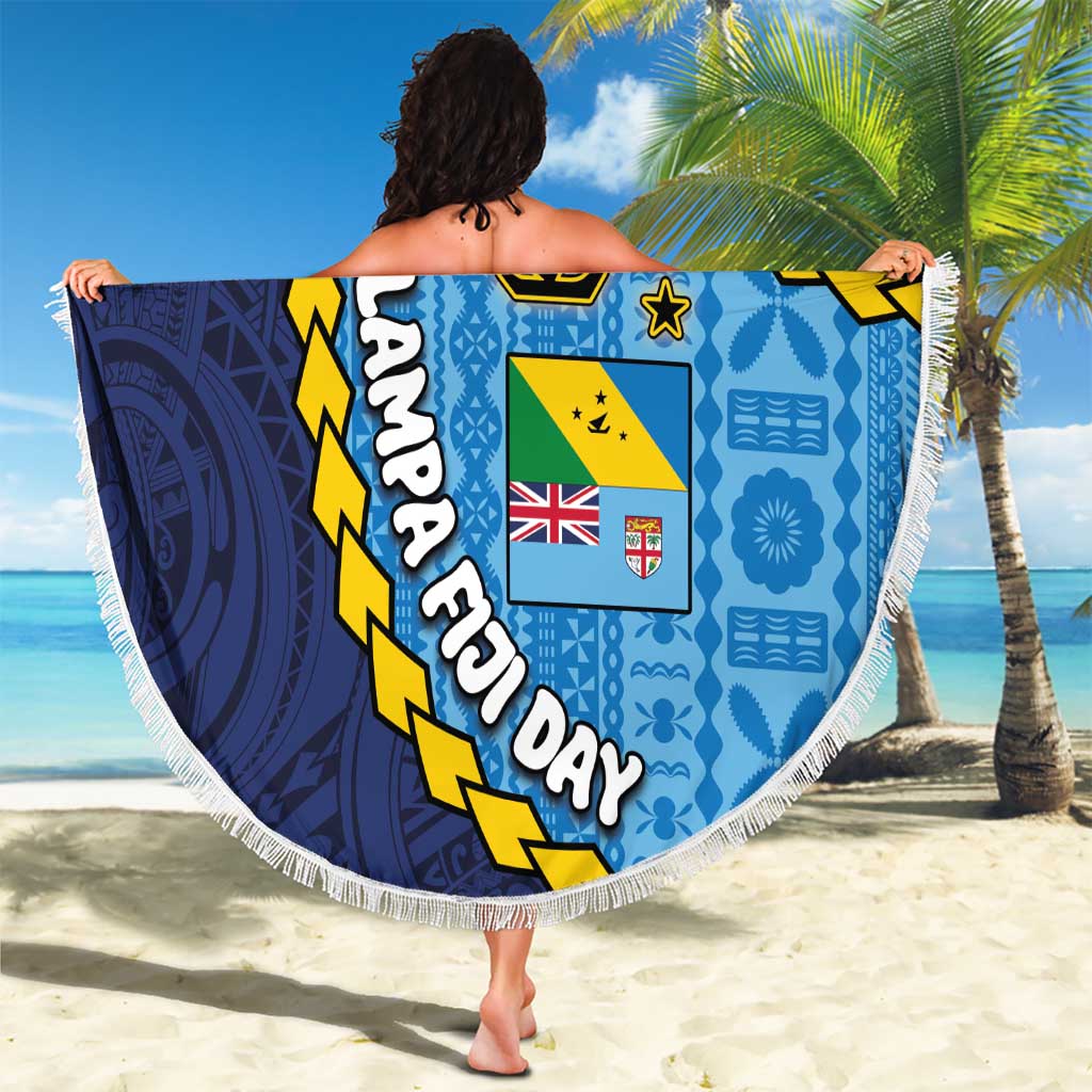 Malampa Fiji Day Beach Blanket National Symbols with Tapa Tribal and Polynesian Tattoo LT03 - Polynesian Pride