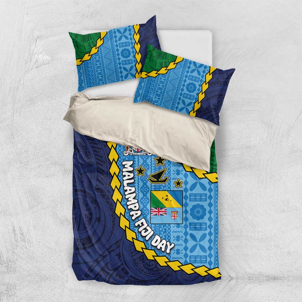 Malampa Fiji Day Bedding Set National Symbols with Tapa Tribal and Polynesian Tattoo LT03 US Twin 172cm x 218cm Blue - Polynesian Pride