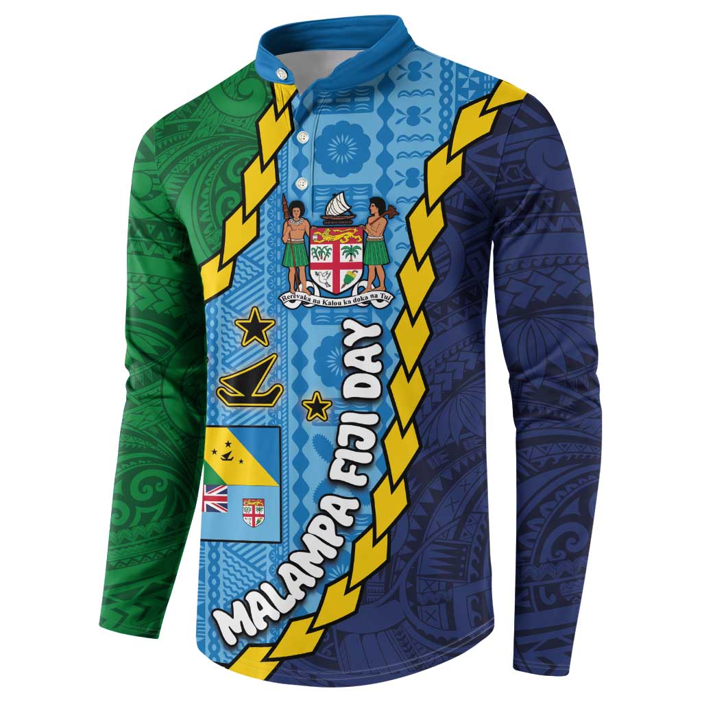 Malampa Fiji Day Button Sweatshirt National Symbols with Tapa Tribal and Polynesian Tattoo LT03 - Polynesian Pride