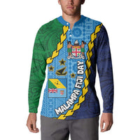 Malampa Fiji Day Button Sweatshirt National Symbols with Tapa Tribal and Polynesian Tattoo LT03 - Polynesian Pride