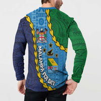 Malampa Fiji Day Button Sweatshirt National Symbols with Tapa Tribal and Polynesian Tattoo LT03 - Polynesian Pride