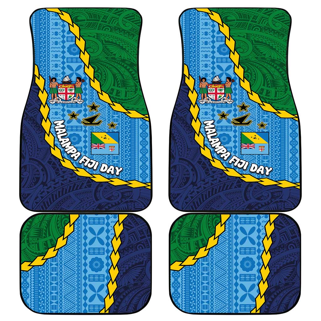 Malampa Fiji Day Car Mats National Symbols with Tapa Tribal and Polynesian Tattoo LT03 - Polynesian Pride