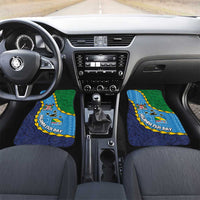 Malampa Fiji Day Car Mats National Symbols with Tapa Tribal and Polynesian Tattoo LT03 Set 2pcs - Front Blue - Polynesian Pride