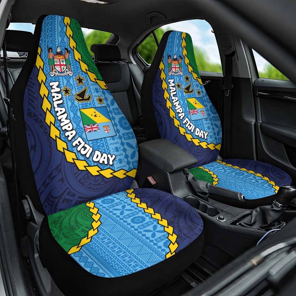 Malampa Fiji Day Car Seat Cover National Symbols with Tapa Tribal and Polynesian Tattoo LT03 One Size Blue - Polynesian Pride