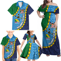 Malampa Fiji Day Family Matching Off Shoulder Maxi Dress and Hawaiian Shirt National Symbols with Tapa Tribal and Polynesian Tattoo LT03 - Polynesian Pride
