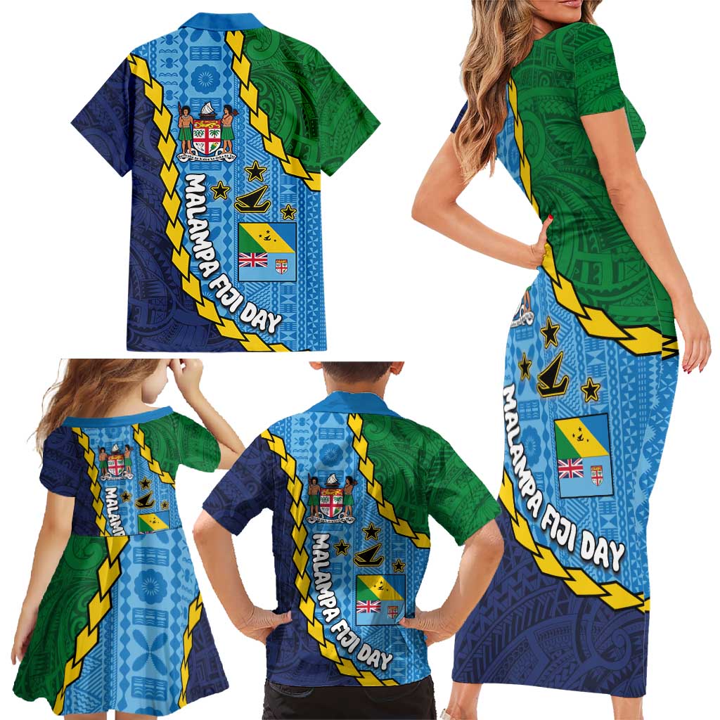 Malampa Fiji Day Family Matching Short Sleeve Bodycon Dress and Hawaiian Shirt National Symbols with Tapa Tribal and Polynesian Tattoo LT03 - Polynesian Pride