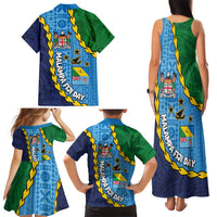 Malampa Fiji Day Family Matching Tank Maxi Dress and Hawaiian Shirt National Symbols with Tapa Tribal and Polynesian Tattoo LT03 - Polynesian Pride