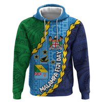 Malampa Fiji Day Hoodie National Symbols with Tapa Tribal and Polynesian Tattoo LT03 Pullover Hoodie Blue - Polynesian Pride