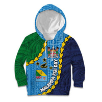Malampa Fiji Day Kid Hoodie National Symbols with Tapa Tribal and Polynesian Tattoo LT03 Hoodie Blue - Polynesian Pride