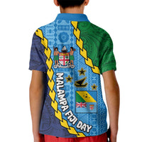 Malampa Fiji Day Kid Polo Shirt National Symbols with Tapa Tribal and Polynesian Tattoo LT03 - Polynesian Pride