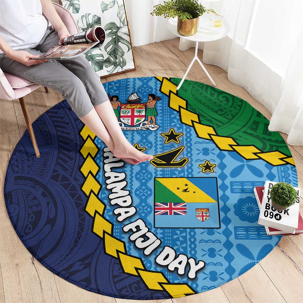 Malampa Fiji Day Round Carpet National Symbols with Tapa Tribal and Polynesian Tattoo LT03 - Polynesian Pride