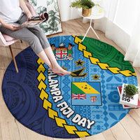 Malampa Fiji Day Round Carpet National Symbols with Tapa Tribal and Polynesian Tattoo LT03 - Polynesian Pride