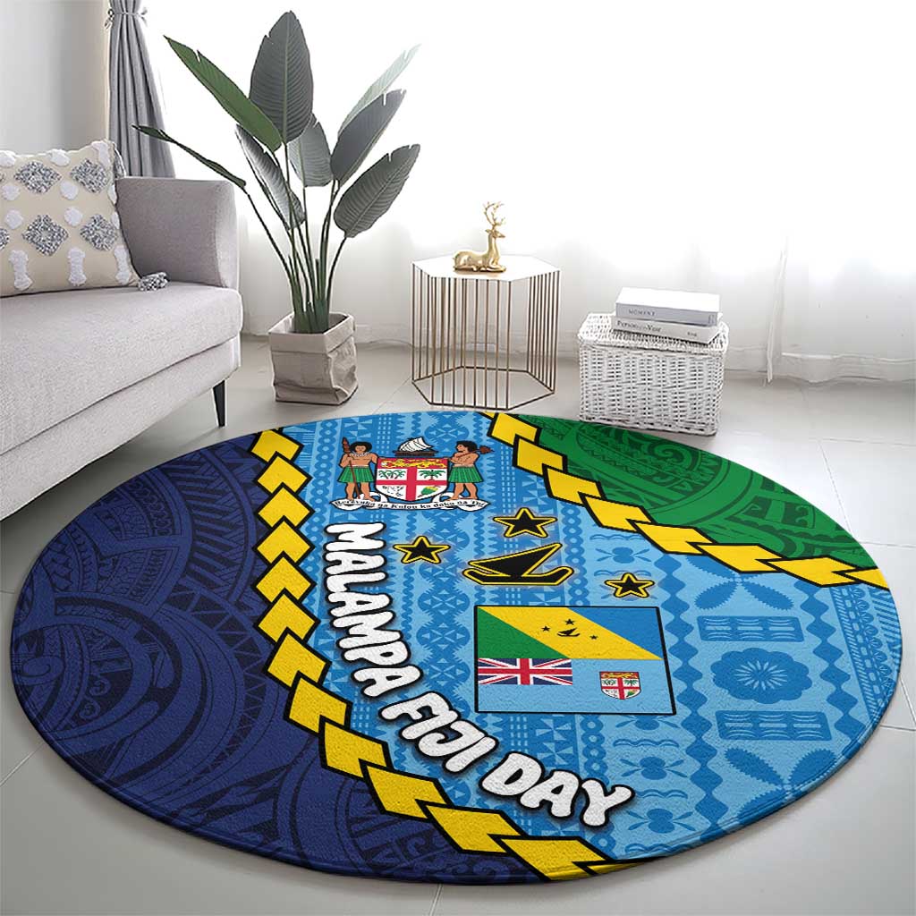Malampa Fiji Day Round Carpet National Symbols with Tapa Tribal and Polynesian Tattoo LT03 - Polynesian Pride