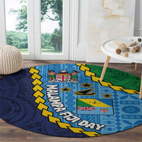 Malampa Fiji Day Round Carpet National Symbols with Tapa Tribal and Polynesian Tattoo LT03 - Polynesian Pride