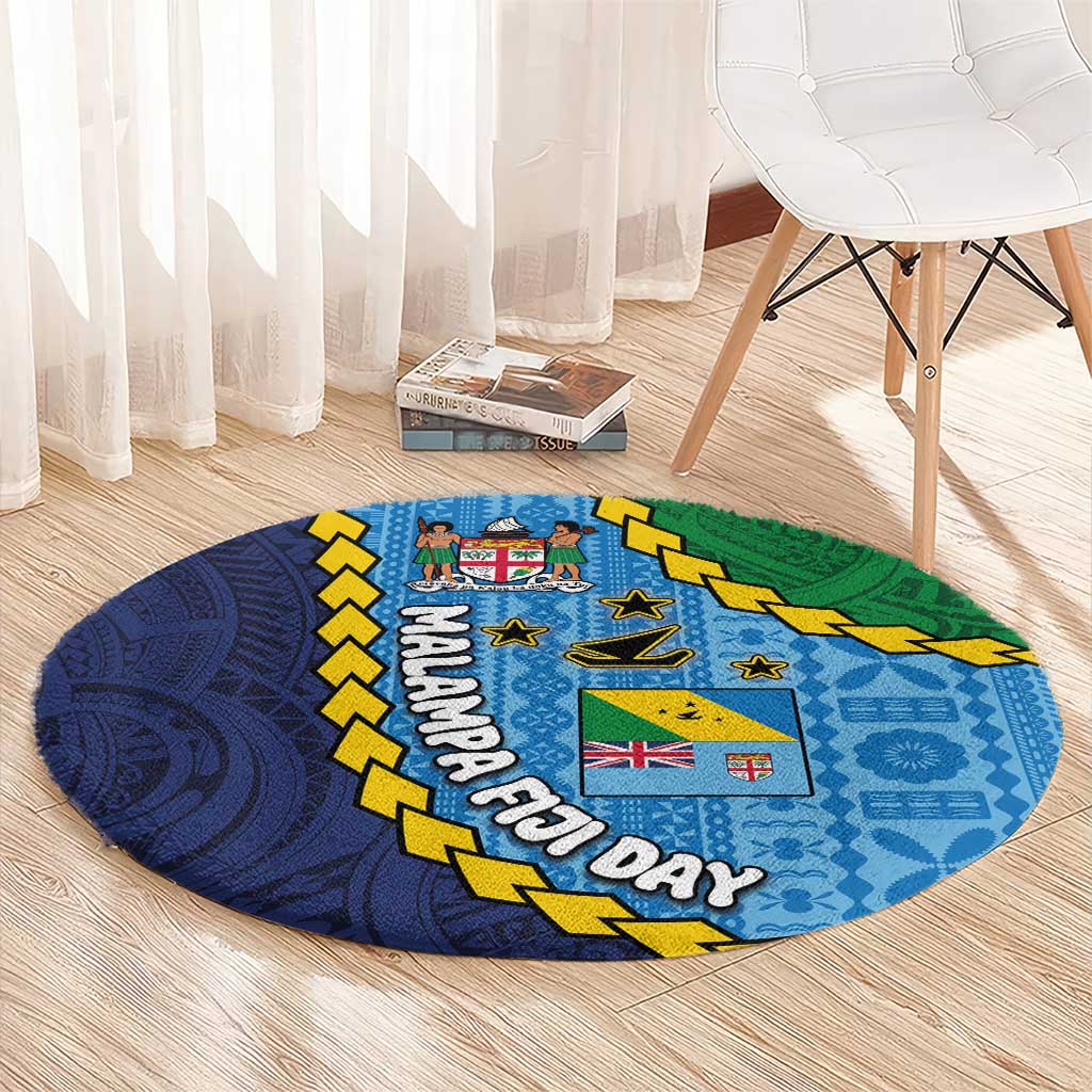 Malampa Fiji Day Round Carpet National Symbols with Tapa Tribal and Polynesian Tattoo LT03 - Polynesian Pride