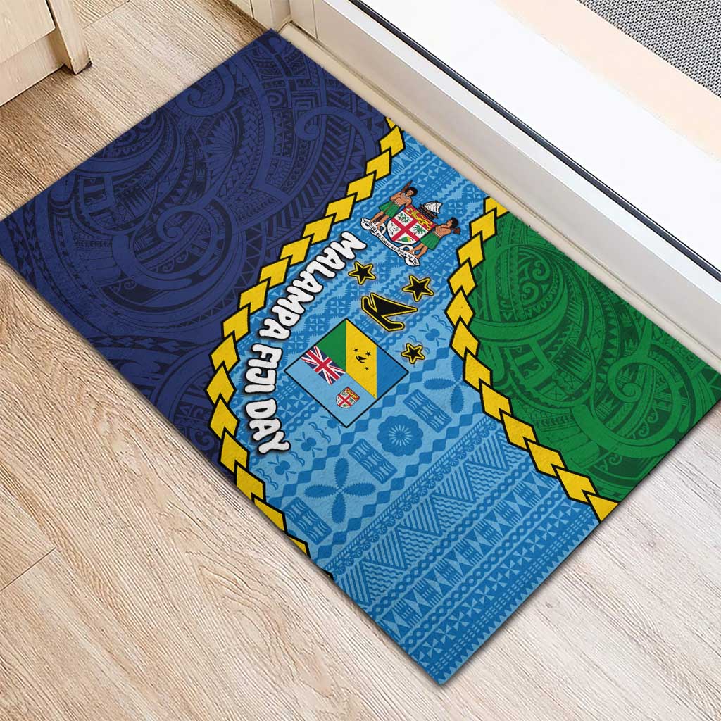 Malampa Fiji Day Rubber Doormat National Symbols with Tapa Tribal and Polynesian Tattoo LT03 - Polynesian Pride