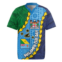 Malampa Fiji Day Rugby Jersey National Symbols with Tapa Tribal and Polynesian Tattoo LT03 Blue - Polynesian Pride