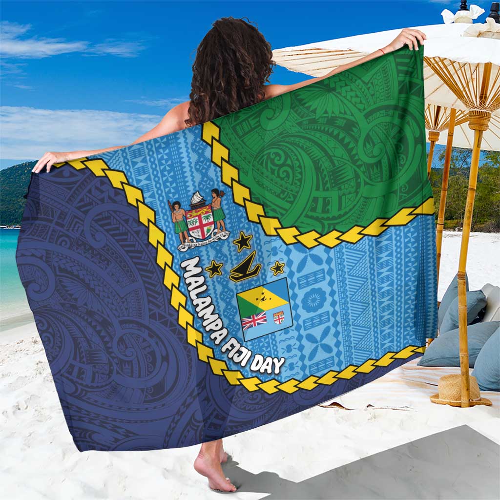 Malampa Fiji Day Sarong National Symbols with Tapa Tribal and Polynesian Tattoo LT03 One Size 44 x 66 inches Blue - Polynesian Pride