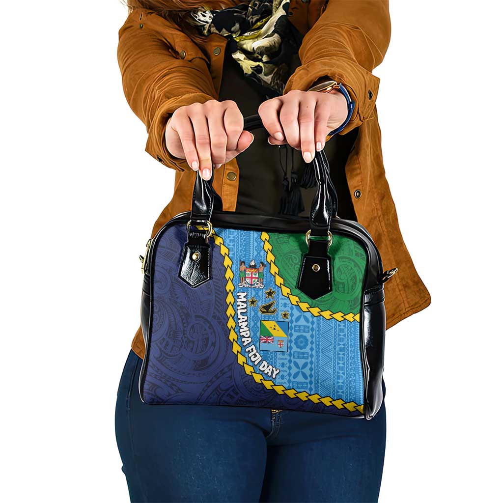 Malampa Fiji Day Shoulder Handbag National Symbols with Tapa Tribal and Polynesian Tattoo LT03 One Size Blue - Polynesian Pride