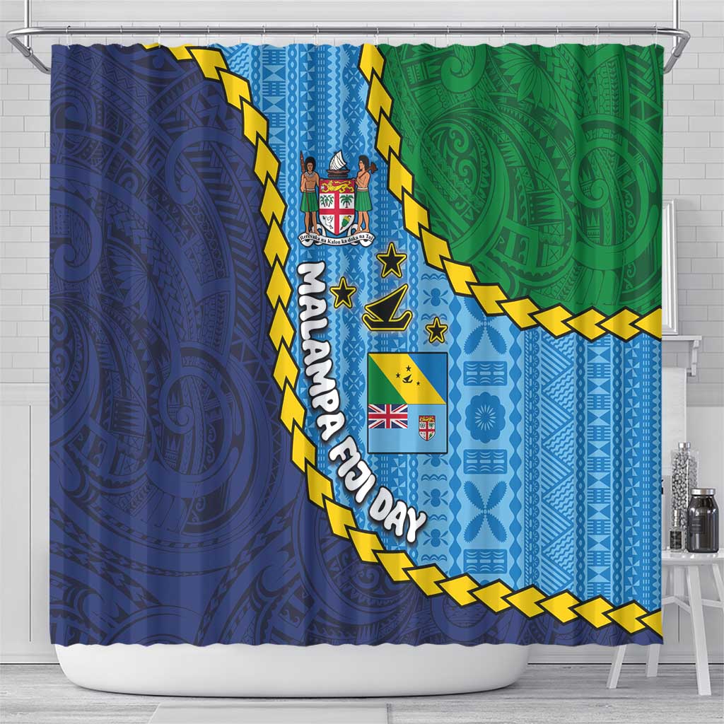 Malampa Fiji Day Shower Curtain National Symbols with Tapa Tribal and Polynesian Tattoo LT03 - Polynesian Pride