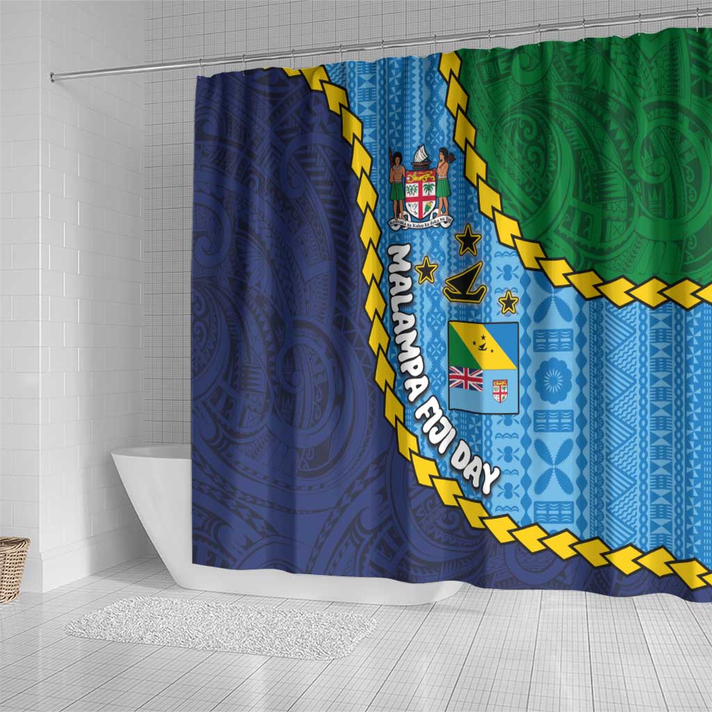 Malampa Fiji Day Shower Curtain National Symbols with Tapa Tribal and Polynesian Tattoo LT03 - Polynesian Pride