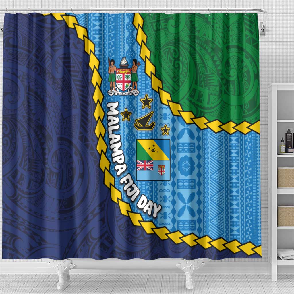 Malampa Fiji Day Shower Curtain National Symbols with Tapa Tribal and Polynesian Tattoo LT03 - Polynesian Pride