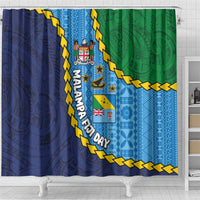 Malampa Fiji Day Shower Curtain National Symbols with Tapa Tribal and Polynesian Tattoo LT03 - Polynesian Pride
