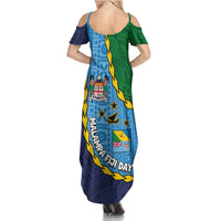 Malampa Fiji Day Summer Maxi Dress National Symbols with Tapa Tribal and Polynesian Tattoo LT03 - Polynesian Pride