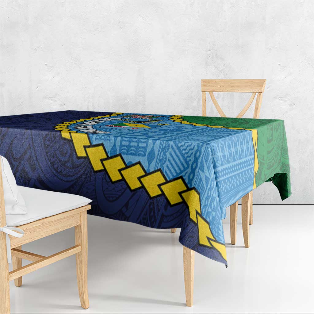 Malampa Fiji Day Tablecloth National Symbols with Tapa Tribal and Polynesian Tattoo LT03 - Polynesian Pride