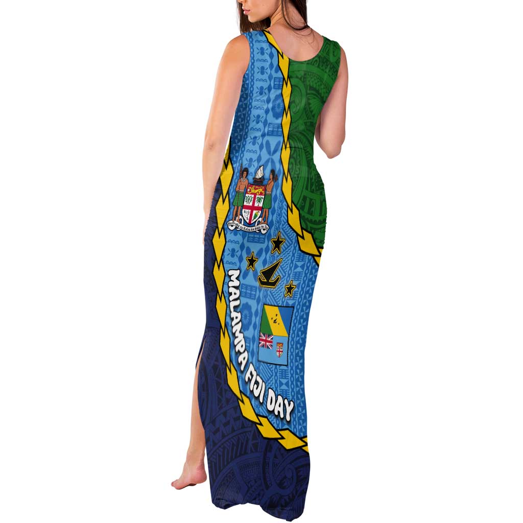 Malampa Fiji Day Tank Maxi Dress National Symbols with Tapa Tribal and Polynesian Tattoo LT03 - Polynesian Pride