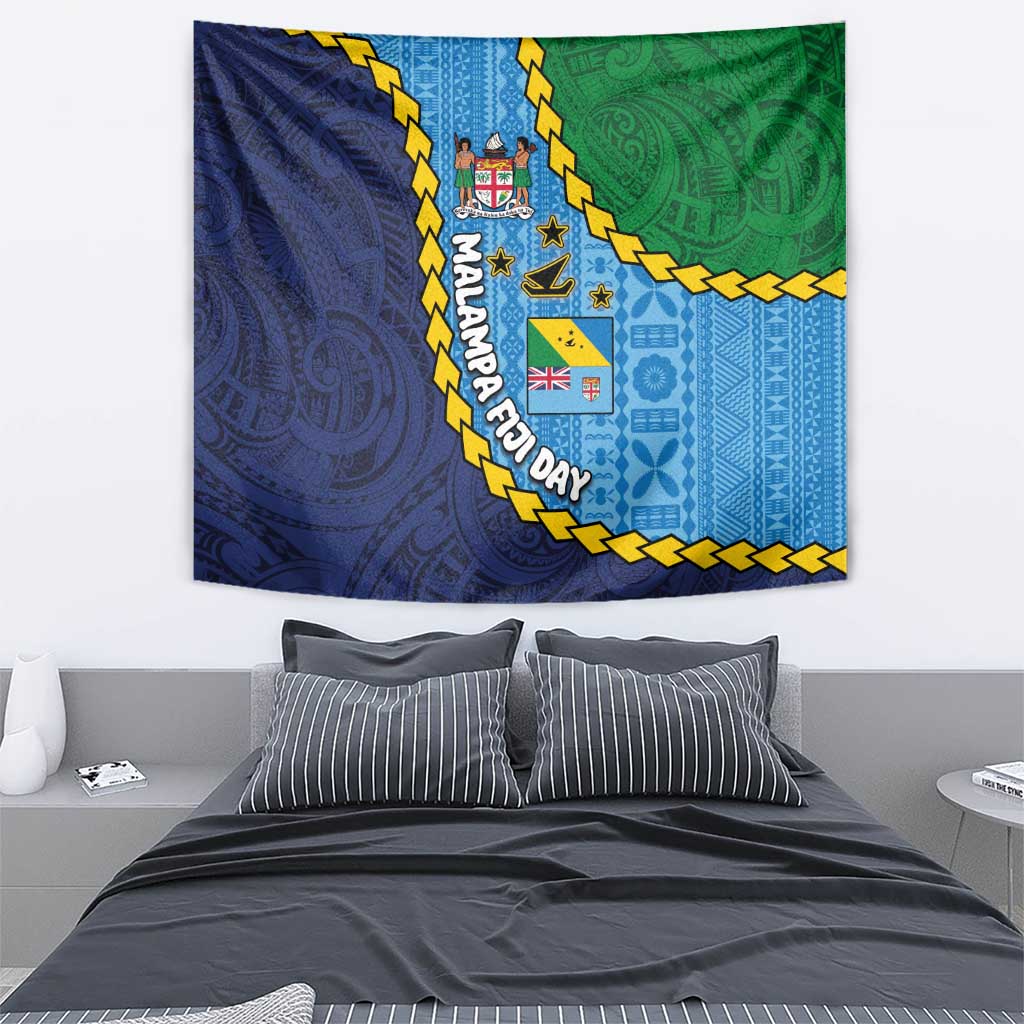 Malampa Fiji Day Tapestry National Symbols with Tapa Tribal and Polynesian Tattoo LT03 - Polynesian Pride