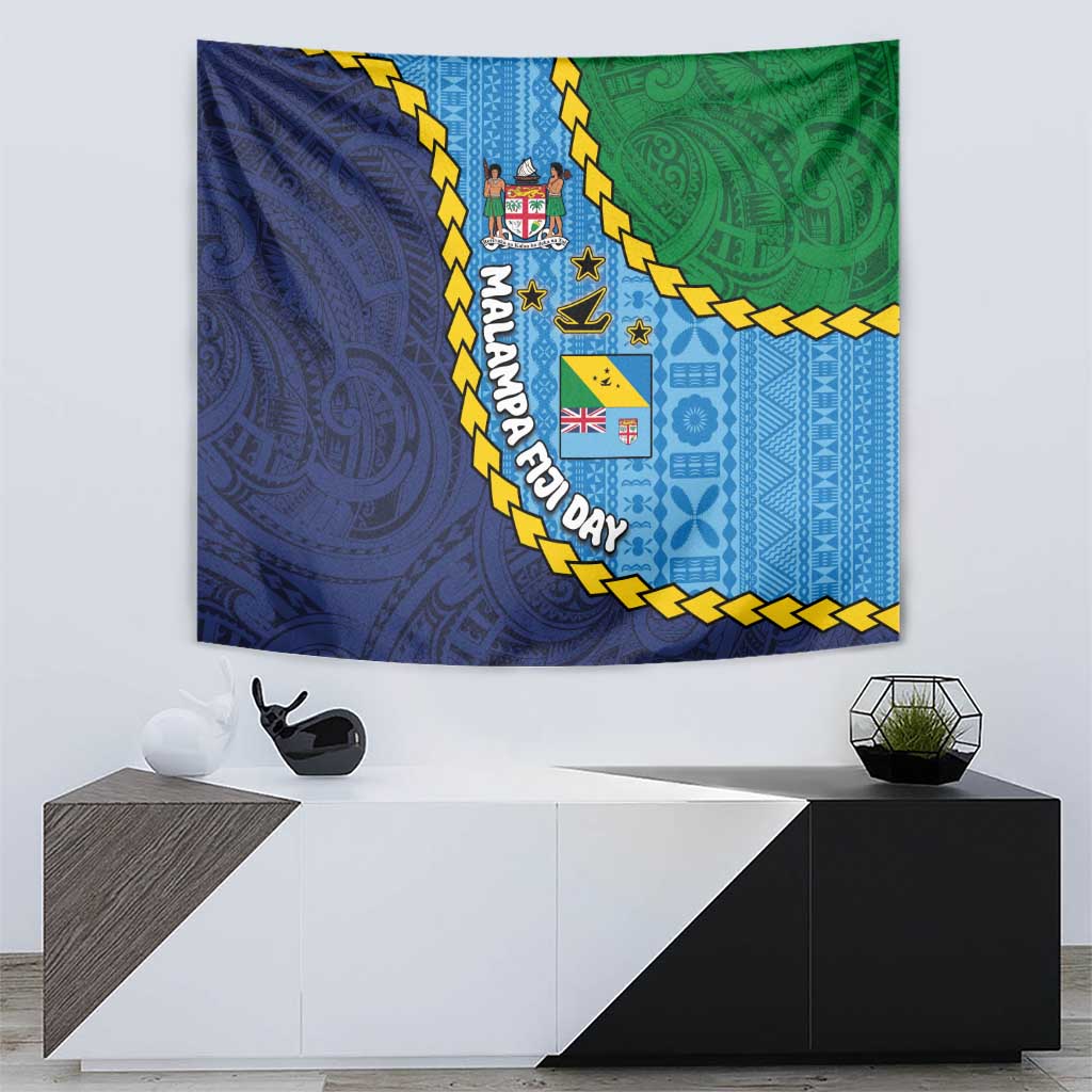 Malampa Fiji Day Tapestry National Symbols with Tapa Tribal and Polynesian Tattoo LT03 - Polynesian Pride