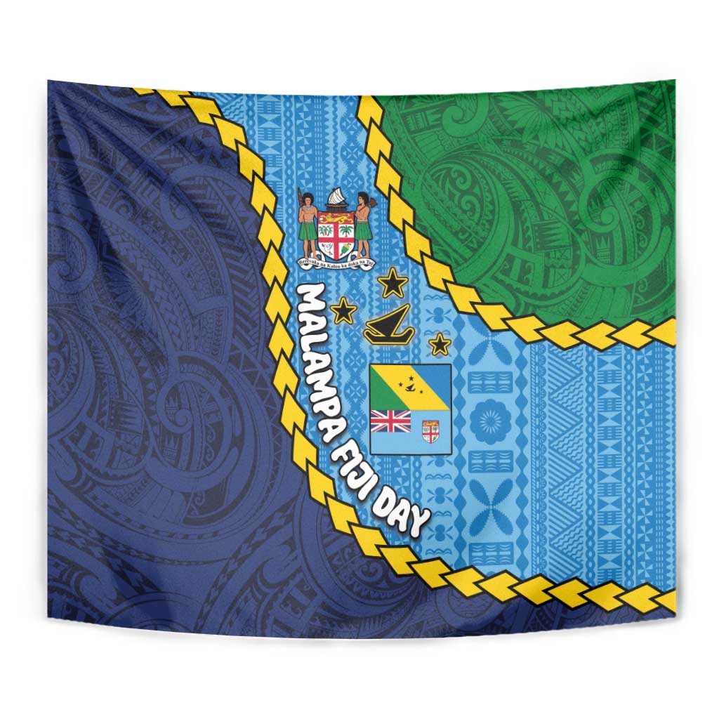 Malampa Fiji Day Tapestry National Symbols with Tapa Tribal and Polynesian Tattoo LT03 - Polynesian Pride
