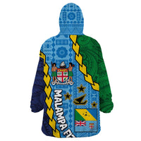 Malampa Fiji Day Wearable Blanket Hoodie National Symbols with Tapa Tribal and Polynesian Tattoo LT03 - Polynesian Pride