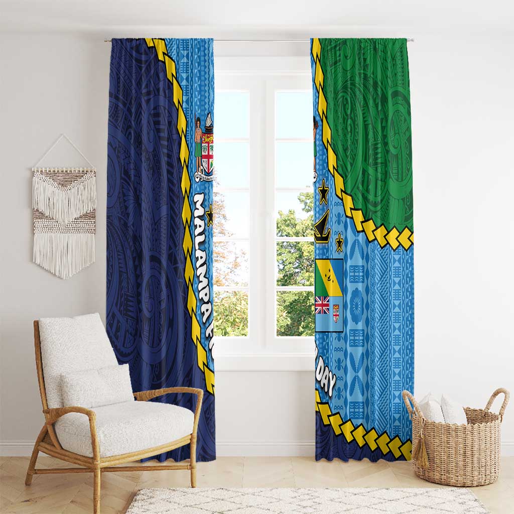 Malampa Fiji Day Window Curtain National Symbols with Tapa Tribal and Polynesian Tattoo LT03 - Polynesian Pride