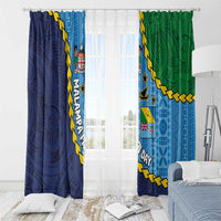 Malampa Fiji Day Window Curtain National Symbols with Tapa Tribal and Polynesian Tattoo LT03 - Polynesian Pride