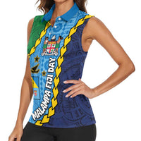 Malampa Fiji Day Women Sleeveless Polo Shirt National Symbols with Tapa Tribal and Polynesian Tattoo LT03 - Polynesian Pride