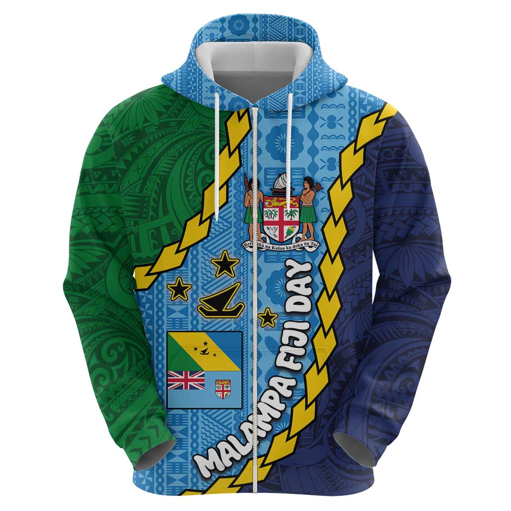Malampa Fiji Day Zip Hoodie National Symbols with Tapa Tribal and Polynesian Tattoo LT03 - Polynesian Pride