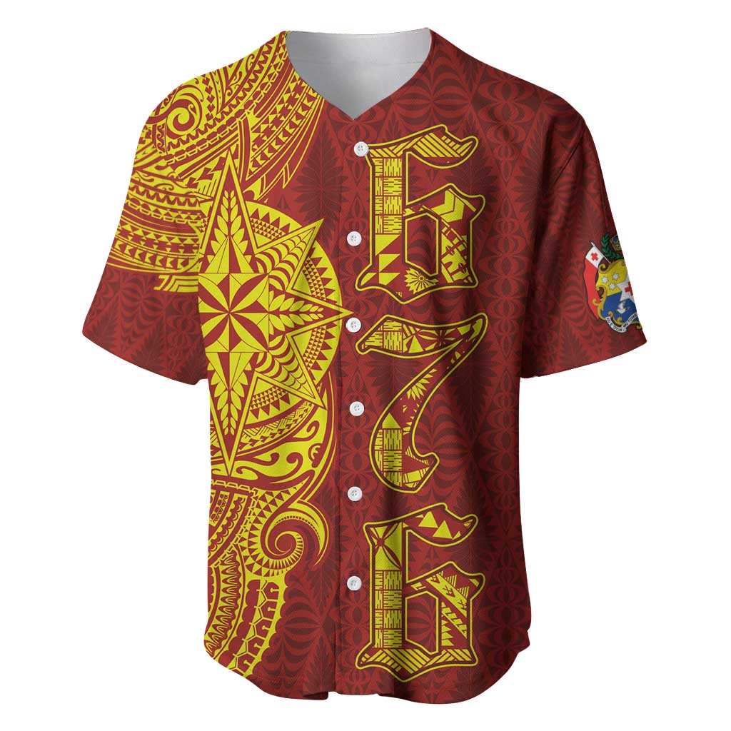 Tonga 676 Ngatu Tribal Tattoo Baseball Jersey LT03 Red - Polynesian Pride