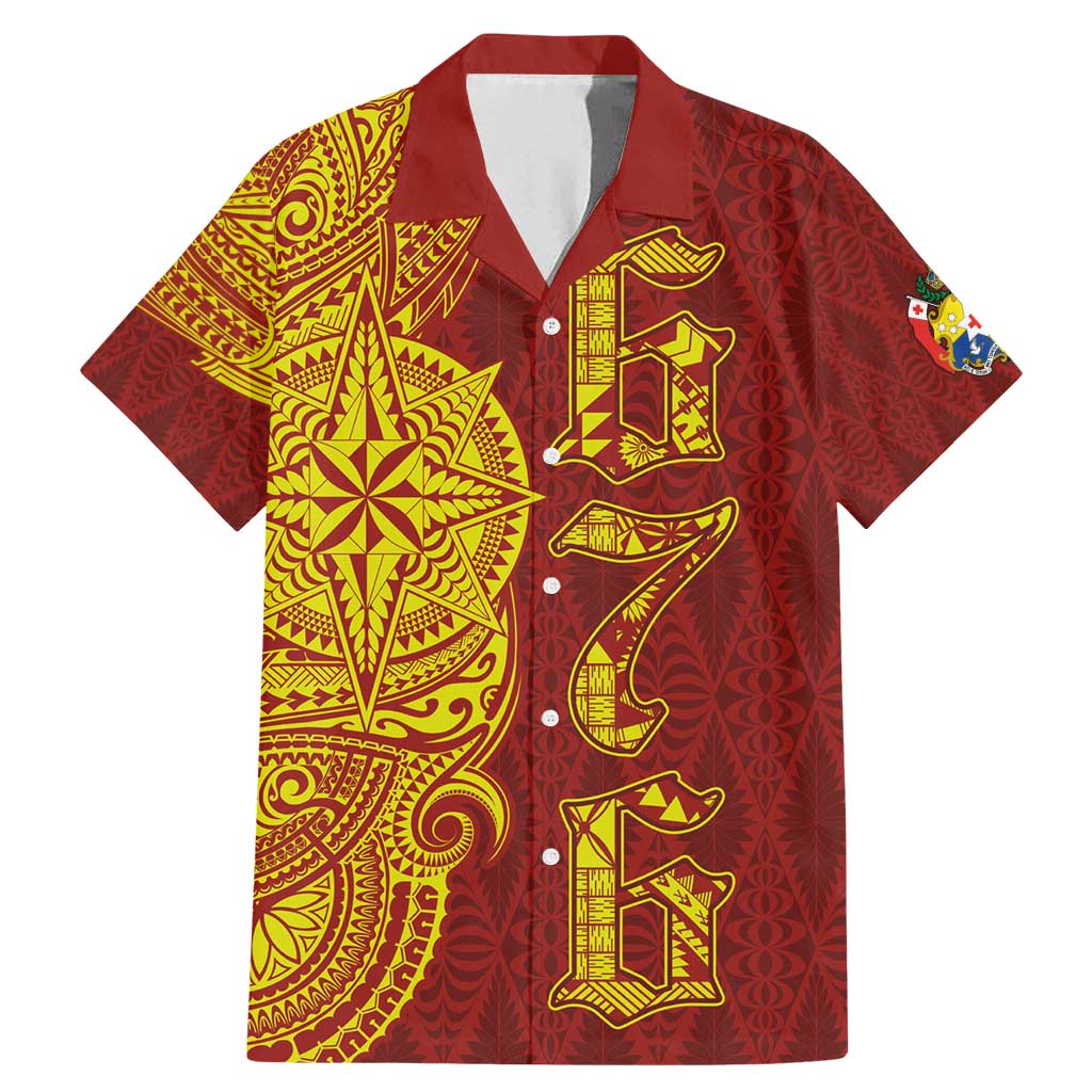 Tonga 676 Ngatu Tribal Tattoo Family Matching Mermaid Dress and Hawaiian Shirt LT03 Dad's Shirt - Short Sleeve Red - Polynesian Pride
